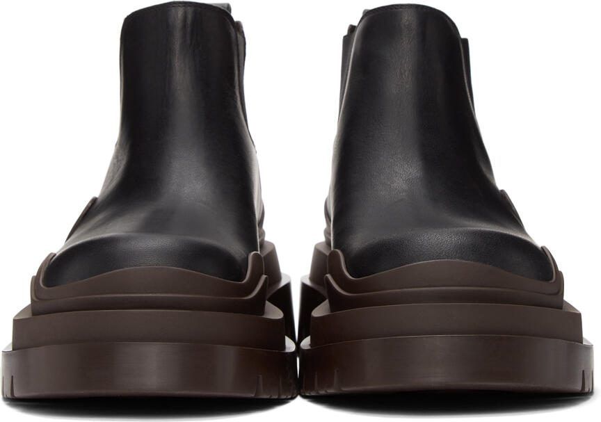 Bottega Veneta Black  Brown Low 'The Tire' Chelsea Boots - Picture 2