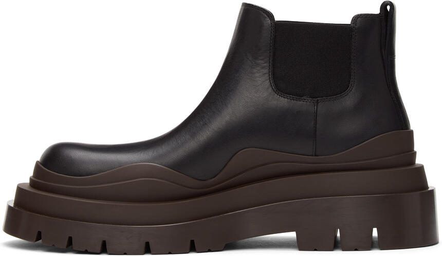 Bottega Veneta Black  Brown Low 'The Tire' Chelsea Boots - Picture 3