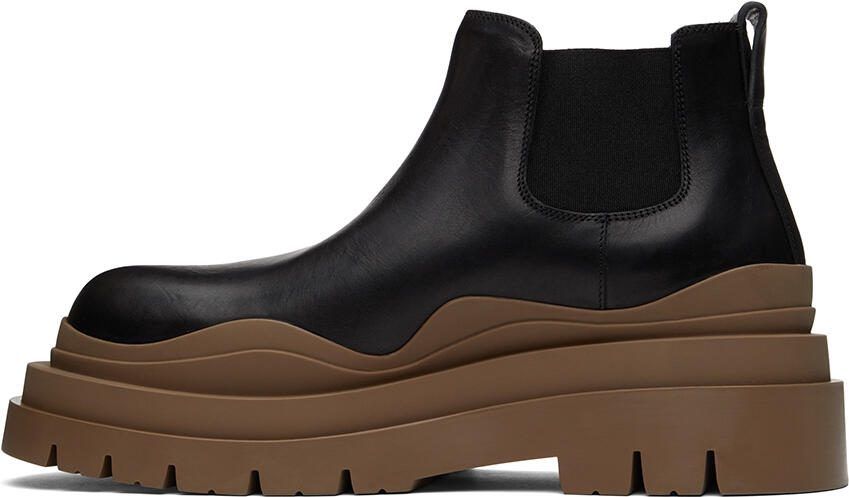 Bottega Veneta Black  Brown Tire Chelsea Boots - Picture 3