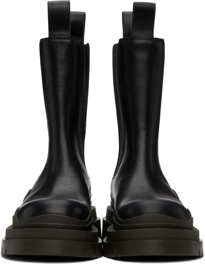 Bottega Veneta Black  Brown Tire Chelsea Boots - Picture 4