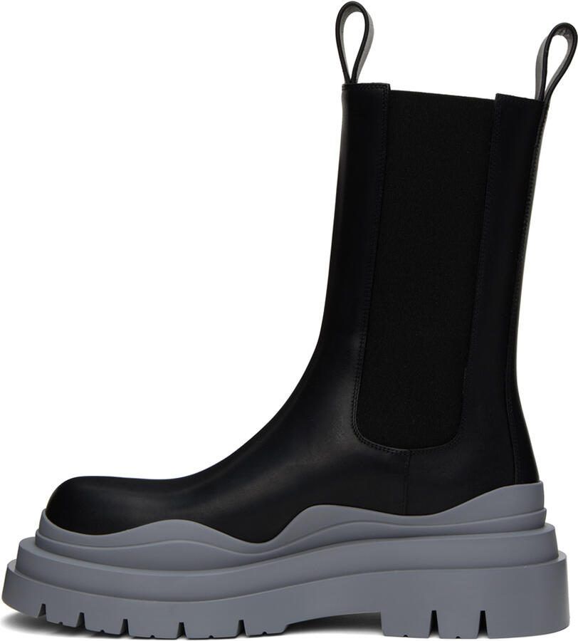 Bottega Veneta Black  Gray Tire Chelsea Boots