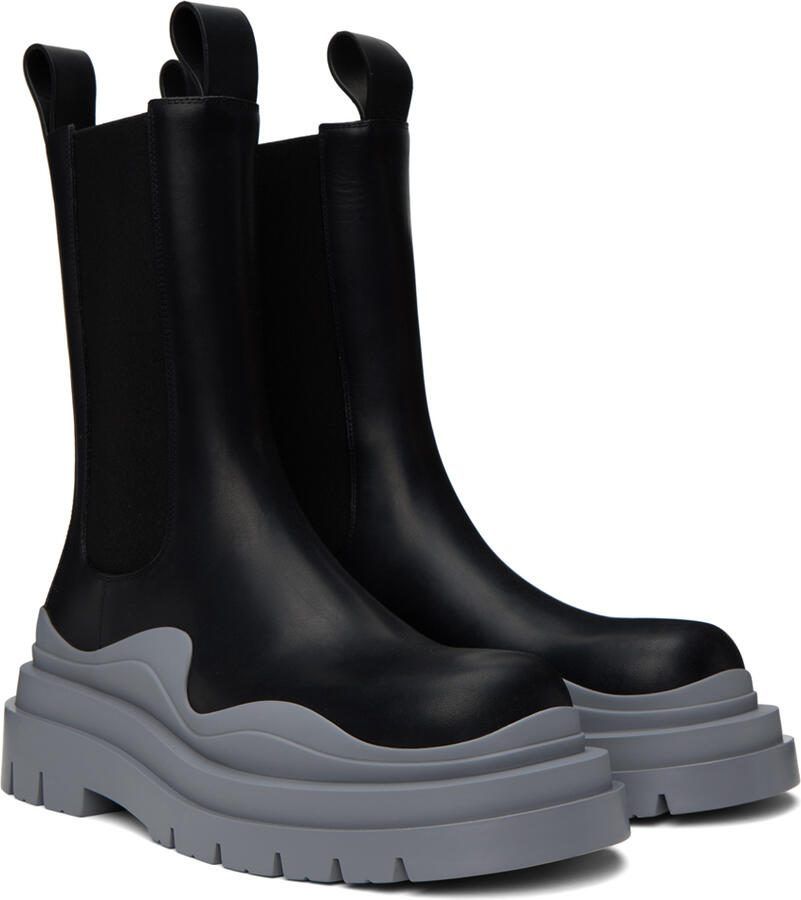 Bottega Veneta Black  Gray Tire Chelsea Boots - Picture 2