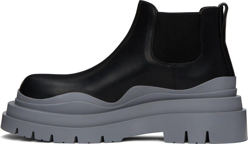 Bottega Veneta Black  Gray Tire Chelsea Boots - Picture 3