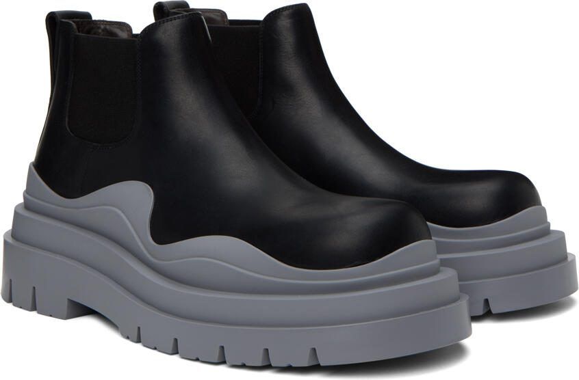 Bottega Veneta Black  Gray Tire Chelsea Boots - Picture 2
