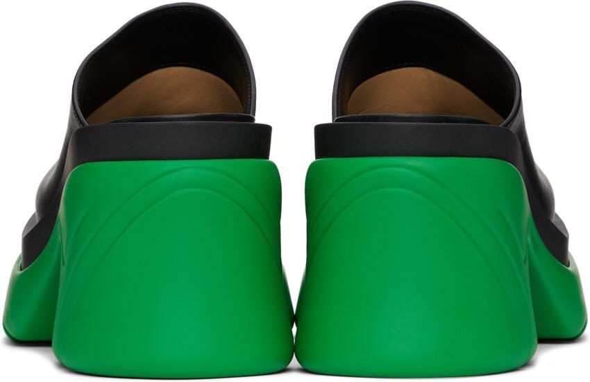 Bottega Veneta Black  Green Flash Mules