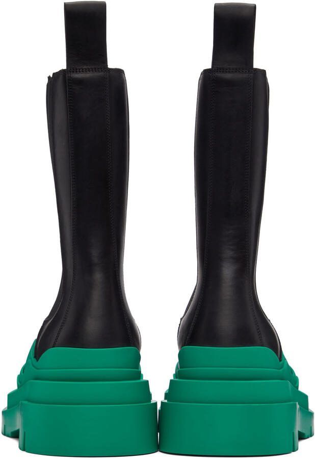 Bottega Veneta Black  Green Tire Chelsea Boots - Picture 5