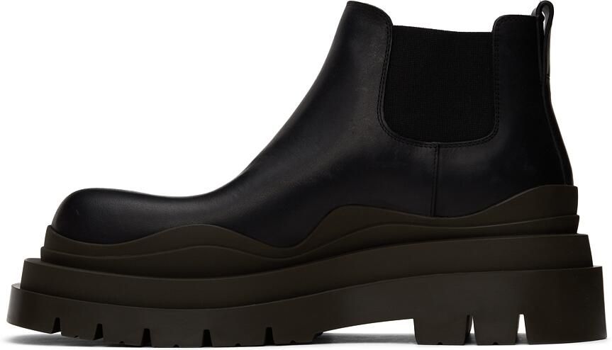 Bottega Veneta Black  Green Tire Chelsea Boots - Picture 3