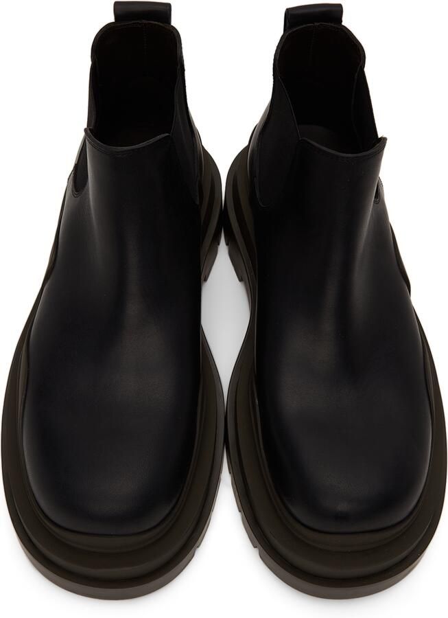 Bottega Veneta Black  Green Tire Chelsea Boots