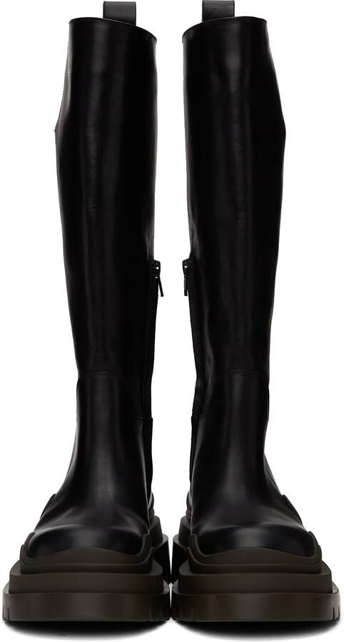 Bottega Veneta Black  Green Tire Tall Boots - Picture 5