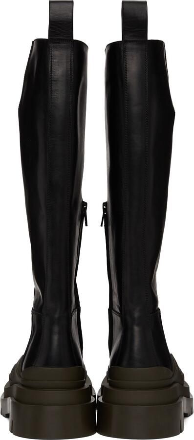 Bottega Veneta Black  Green Tire Tall Boots - Picture 3