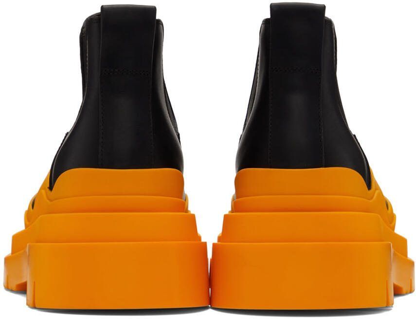 Bottega Veneta Black  Orange Tire Chelsea Boots