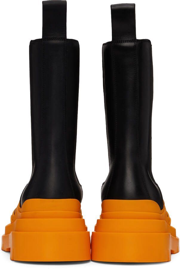 Bottega Veneta Black  Orange Tire Chelsea Boots - Picture 3