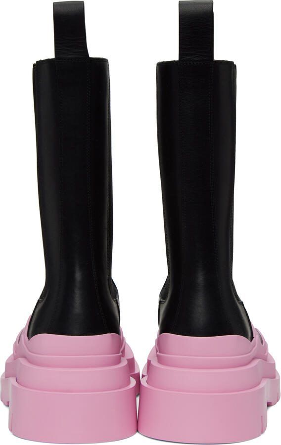 Bottega Veneta Black  Pink Tire Chelsea Boots - Picture 3