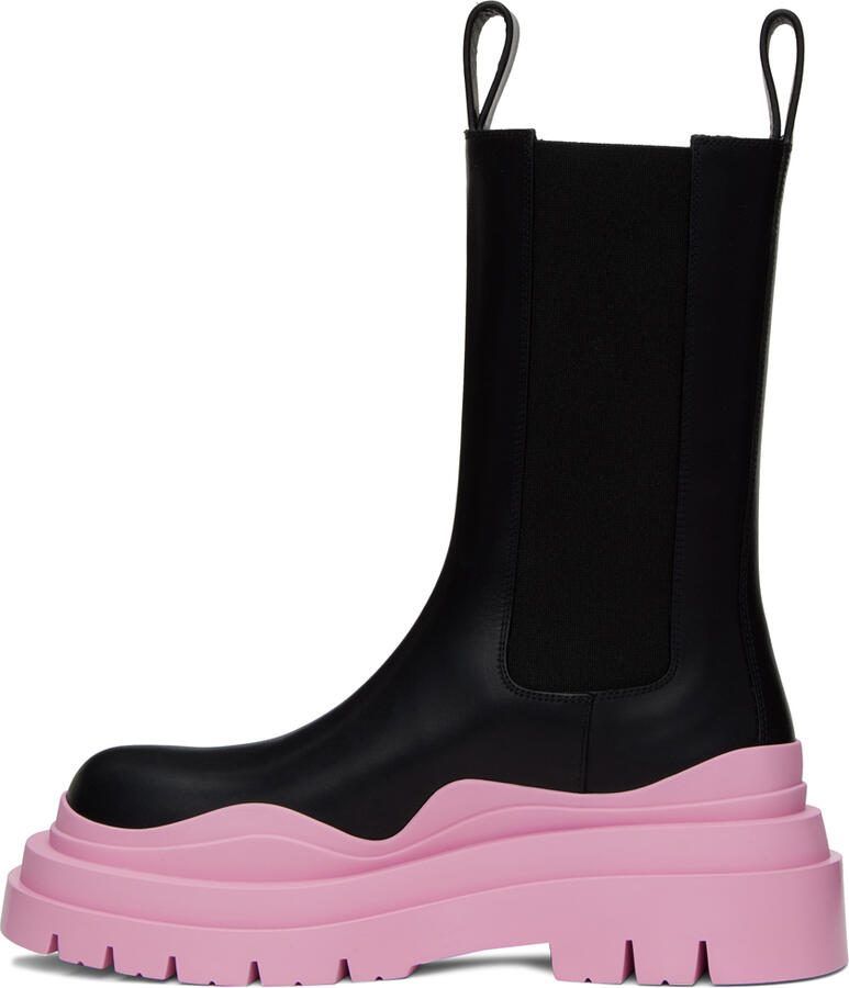 Bottega Veneta Black  Pink Tire Chelsea Boots - Picture 2