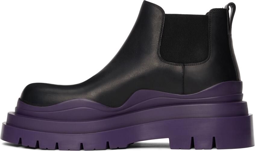 Bottega Veneta Black  Purple Low 'The Tire' Chelsea Boots - Picture 2