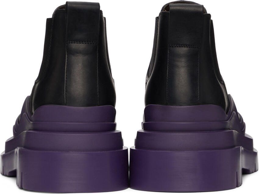Bottega Veneta Black  Purple Low 'The Tire' Chelsea Boots