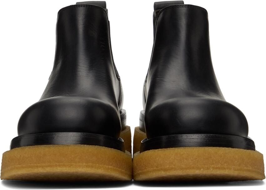 Bottega Veneta Black  Tan Crepe Sole Low Lug Chelsea Boots - Picture 3