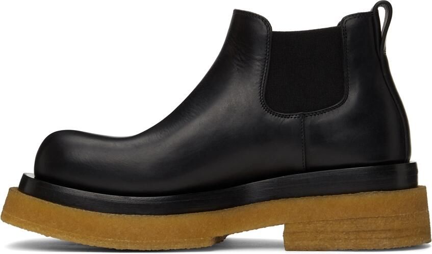 Bottega Veneta Black  Tan Crepe Sole Low Lug Chelsea Boots - Picture 4