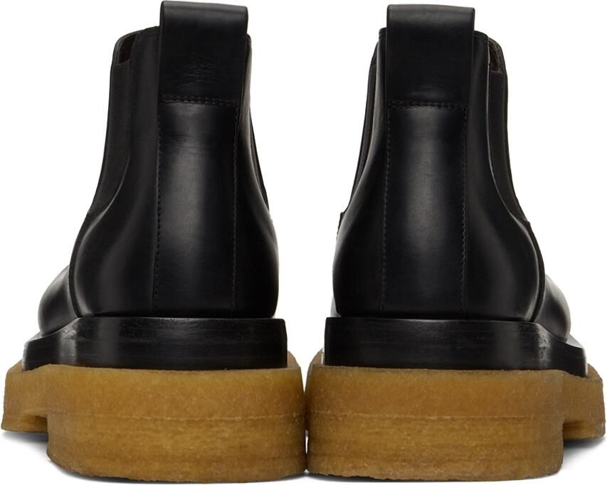 Bottega Veneta Black  Tan Crepe Sole Low Lug Chelsea Boots
