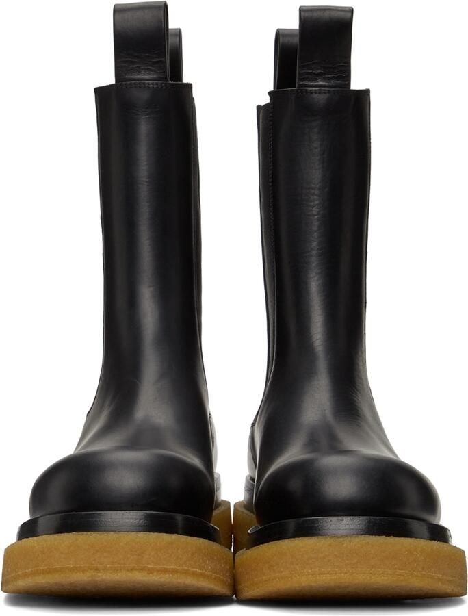 Bottega Veneta Black  Tan Crepe Sole Medium Lug Chelsea Boots - Picture 4