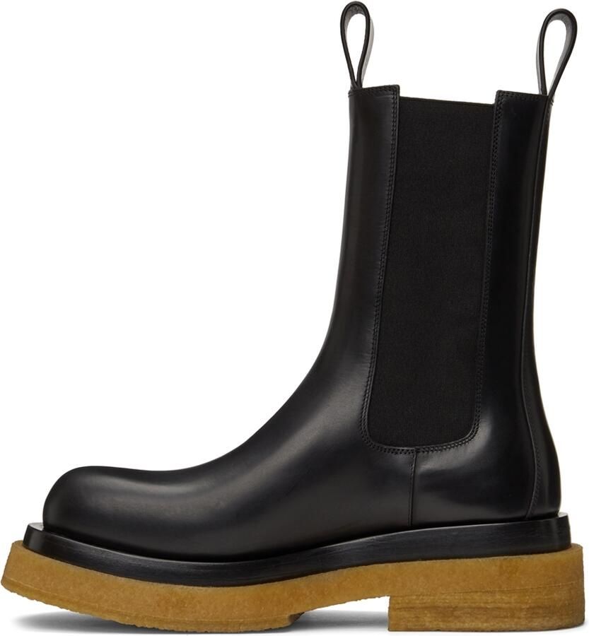Bottega Veneta Black  Tan Crepe Sole Medium Lug Chelsea Boots