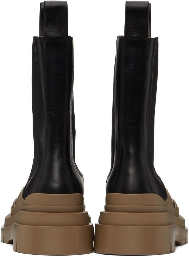 Bottega Veneta Black  Taupe Tire Chelsea Boots - Picture 5