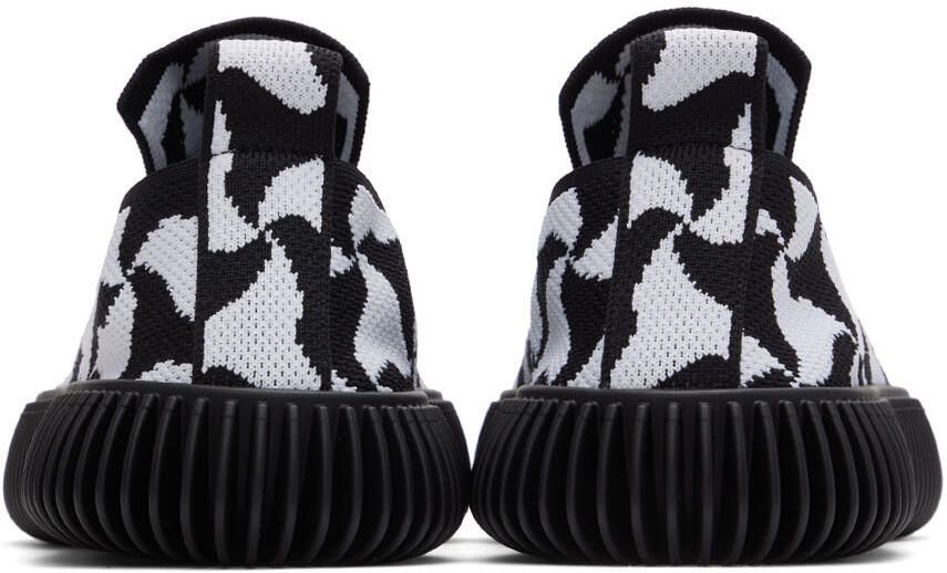 Bottega Veneta Black  White Ripple Sneakers