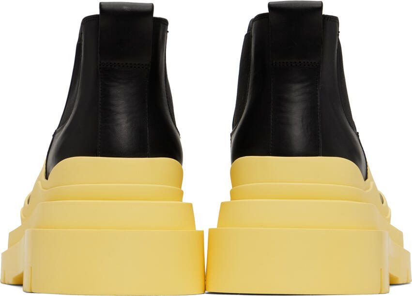 Bottega Veneta Black  Yellow Tire Chelsea Boots