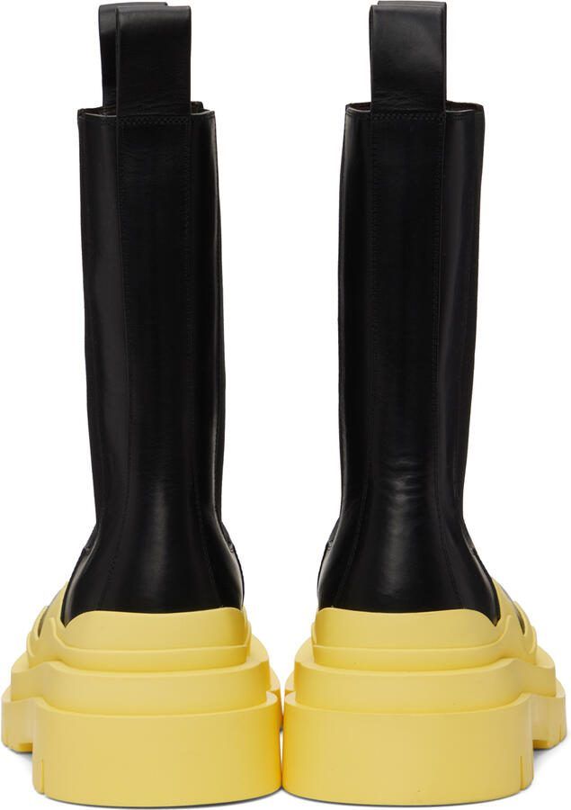 Bottega Veneta Black  Yellow Tire Chelsea Boots - Picture 5