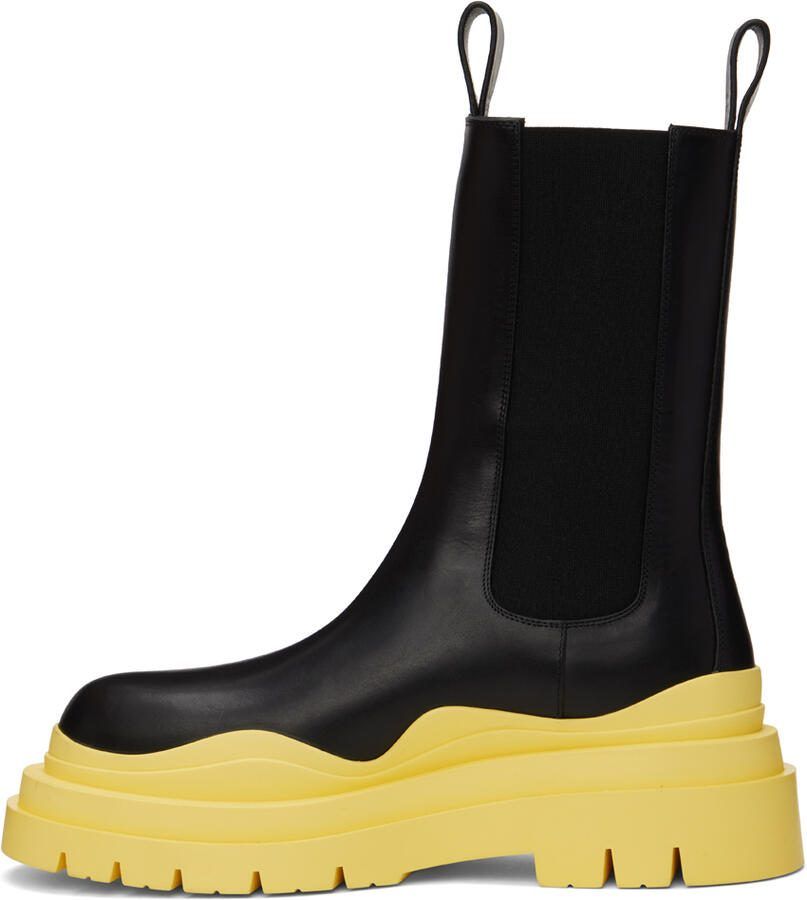Bottega Veneta Black  Yellow Tire Chelsea Boots
