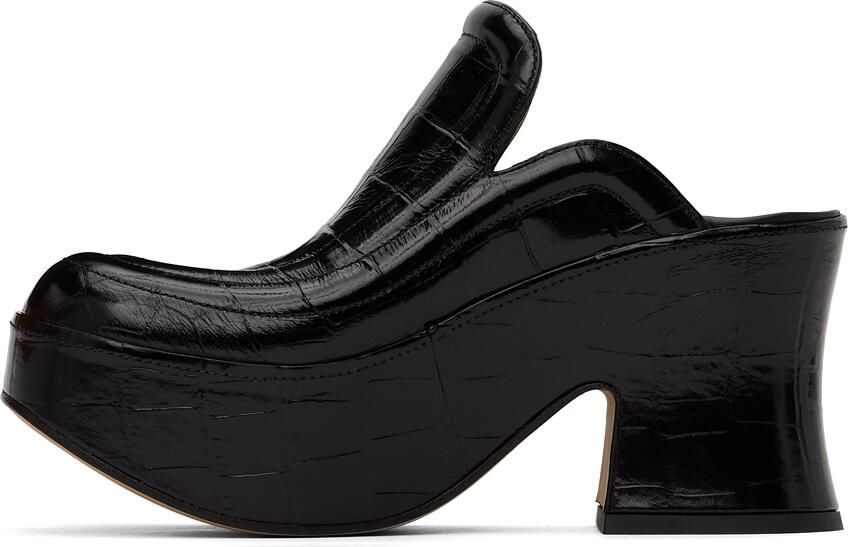 Bottega Veneta Black Croc Wedge Heels - Picture 2