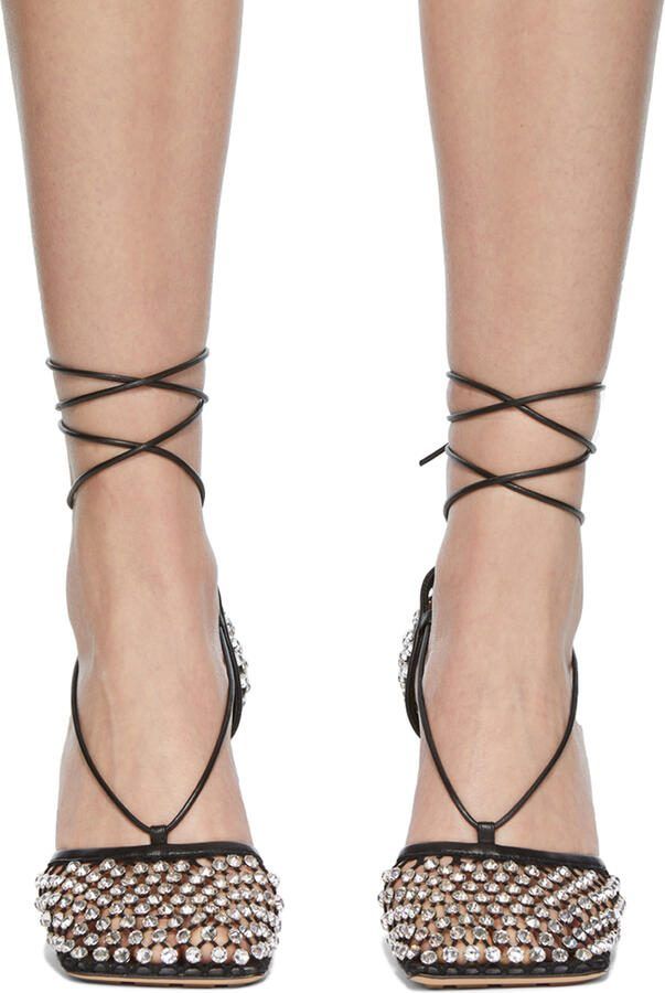 Bottega Veneta Black Crystal Stretch Heels - Picture 2