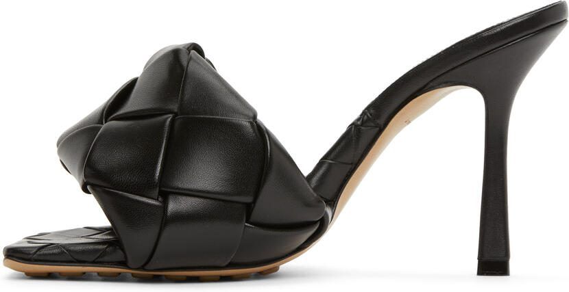 Bottega Veneta Black Intrecciato Lido Heeled Sandals - Picture 2