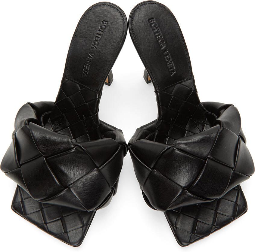 Bottega Veneta Black Intrecciato Lido Heeled Sandals