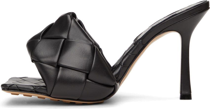 Bottega Veneta Black Intrecciato Lido Heeled Sandals - Picture 3