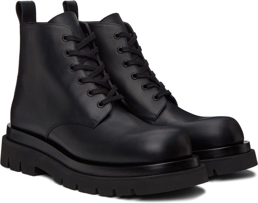 Bottega Veneta Black Lug Lace-Up Boots - Picture 2
