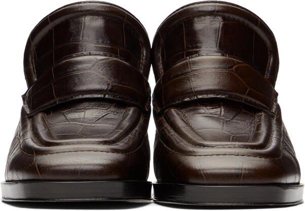 Bottega Veneta Brown Croc Heeled Mules - Picture 2
