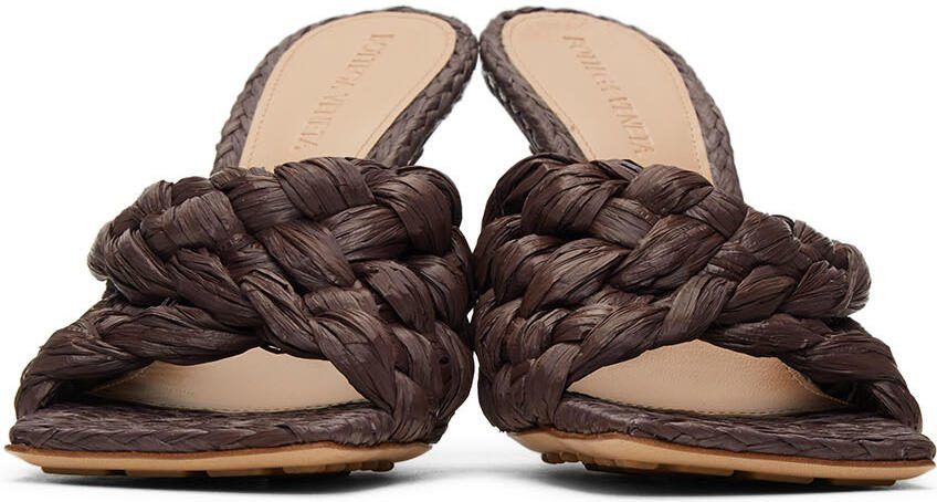 Bottega Veneta Brown Raffia Stretch Heeled Mules - Picture 2
