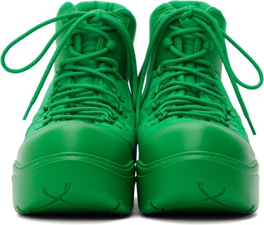 Bottega Veneta Green Puddle Bomber Lace-Up Boots - Picture 3