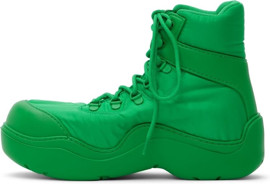 Bottega Veneta Green Puddle Bomber Lace-Up Boots - Picture 4