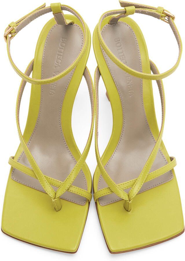 Bottega Veneta Green Strappy Stretch Heeled Sandals - Picture 2