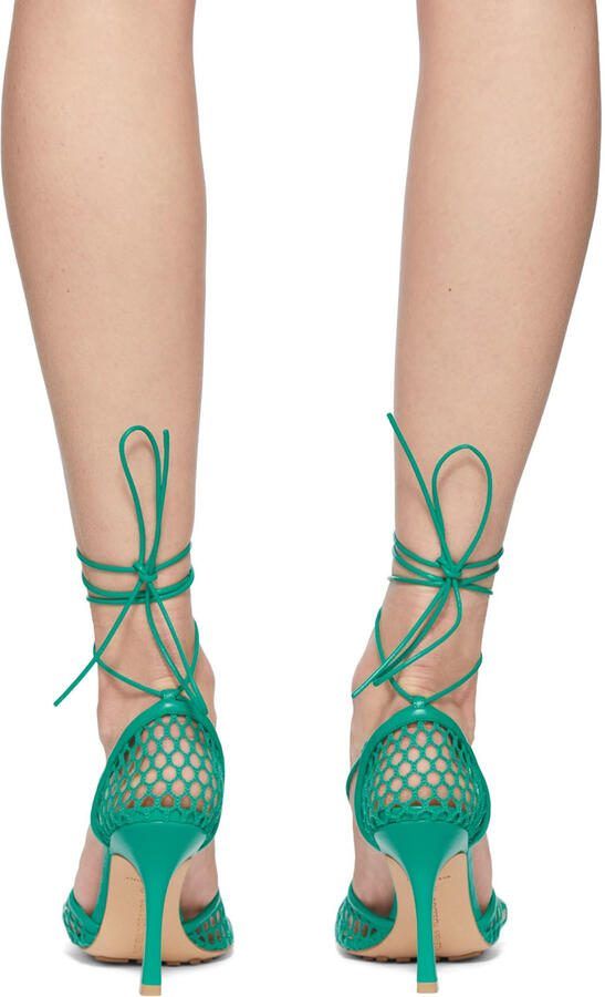 Bottega Veneta Green Stretch Web Heels - Picture 2