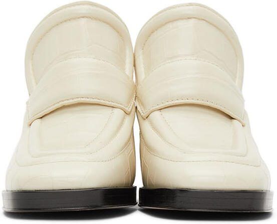 Bottega Veneta Off-White Croc Heeled Mules - Picture 4