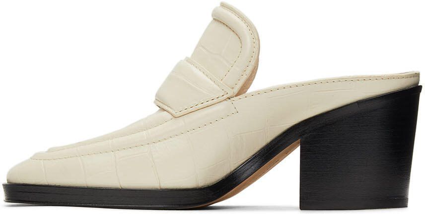 Bottega Veneta Off-White Croc Heeled Mules - Picture 2
