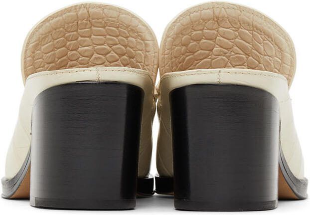 Bottega Veneta Off-White Croc Heeled Mules - Picture 3