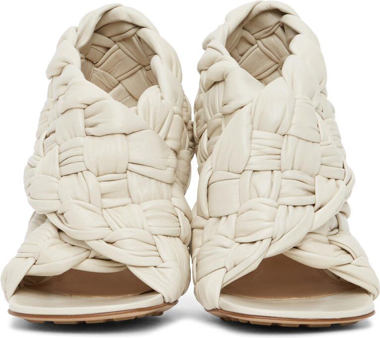 Bottega Veneta Off-White Intrecciato Board Heeled Sandals - Picture 3