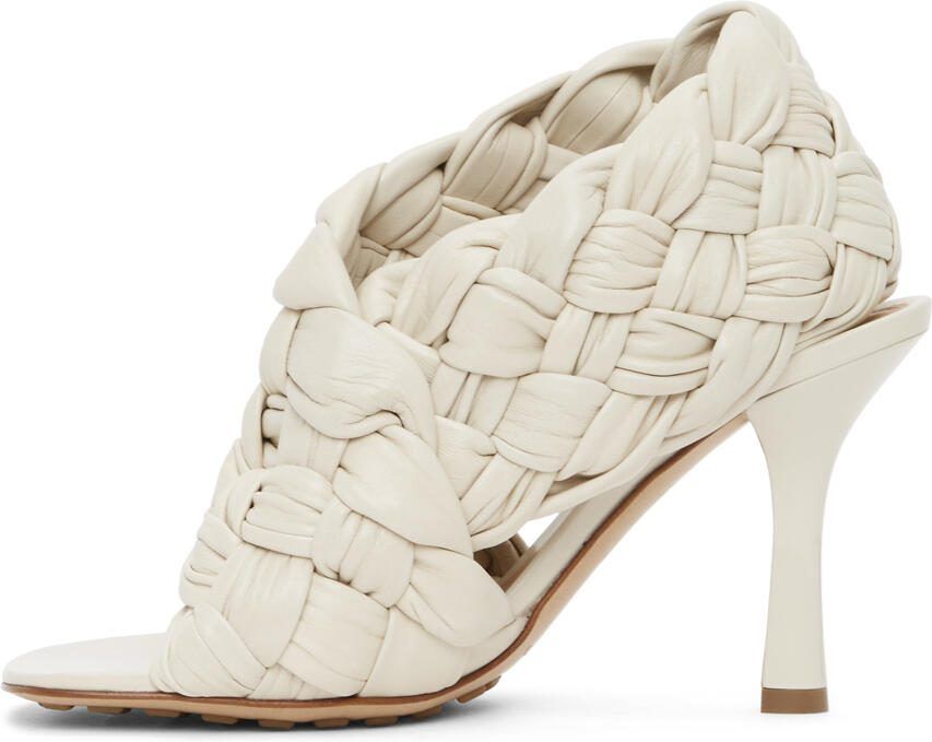 Bottega Veneta Off-White Intrecciato Board Heeled Sandals - Picture 2