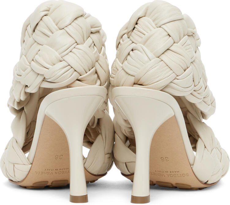 Bottega Veneta Off-White Intrecciato Board Heeled Sandals - Picture 4