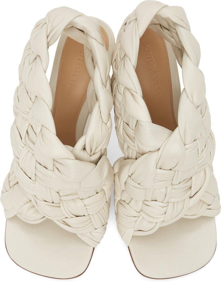 Bottega Veneta Off-White Intrecciato Board Heeled Sandals