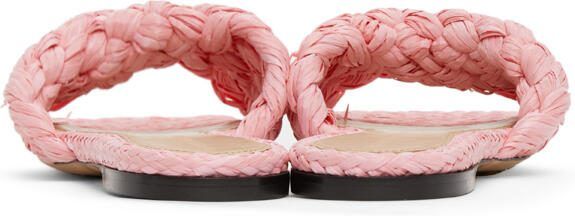 Bottega Veneta Pink Raffia Stretch Flat Sandals - Picture 4